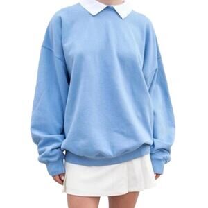 Brandy Melville Erica Sweatshirt Peter Pan White Collar One Size Blue Relaxed